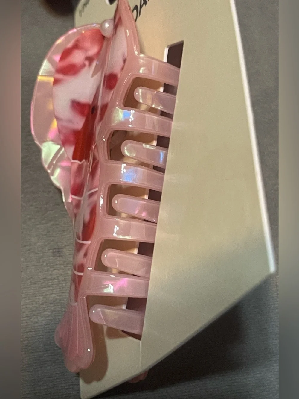 NWT No Boundaries Lobster Hair Claw Clip Pink Acrylic Beach Coastal Cute